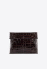 Tom Ford Document Holder in Croc-Embossed Leather Brown H0692LCL439N1B087_Brown_29841355