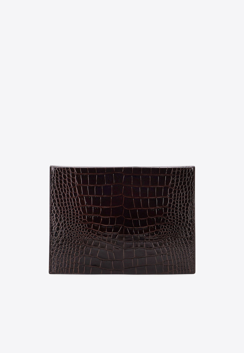Tom Ford Document Holder in Croc-Embossed Leather Brown H0692LCL439N1B087_Brown_29841355