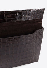 Tom Ford Document Holder in Croc-Embossed Leather Brown H0692LCL439N1B087_Brown_29841355