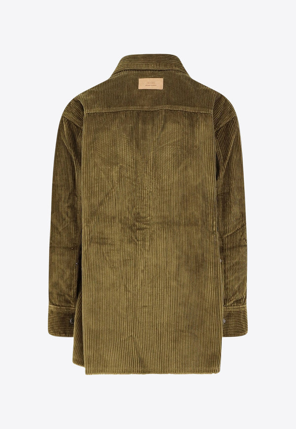 AMI PARIS Corduroy Buttoned Shirt Green USH793CO0131298_Brown_29845775