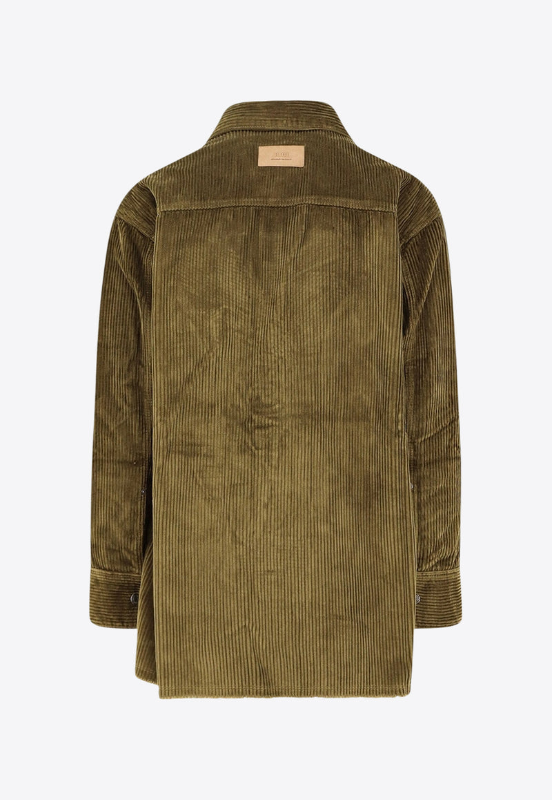 AMI PARIS Corduroy Buttoned Shirt Green USH793CO0131298_Brown_29845775