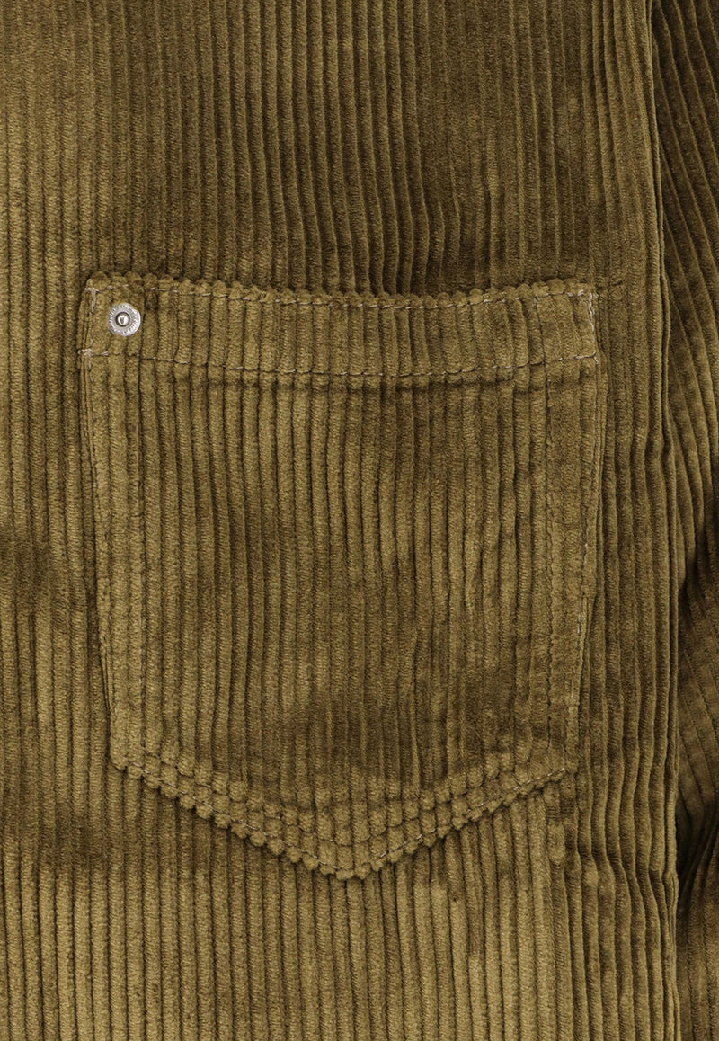 AMI PARIS Corduroy Buttoned Shirt Green USH793CO0131298_Brown_29845775