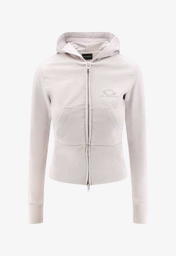 Balenciaga Zip-Up Hooded Logo Sweatshirt Off-white 850427TTVI29012_DIRTY WHITE_30005340