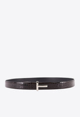 Tom Ford T-Monogram Croc-Embossed Leather Belt Brown TB224LCL439S1B087_Brown_29842992