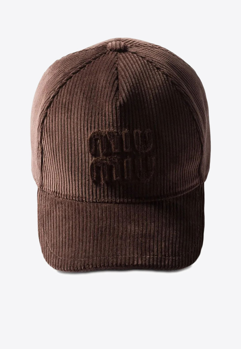 Miu Miu Logo Patch Corduroy Baseball Cap Brown 5HC1792F81_F0192