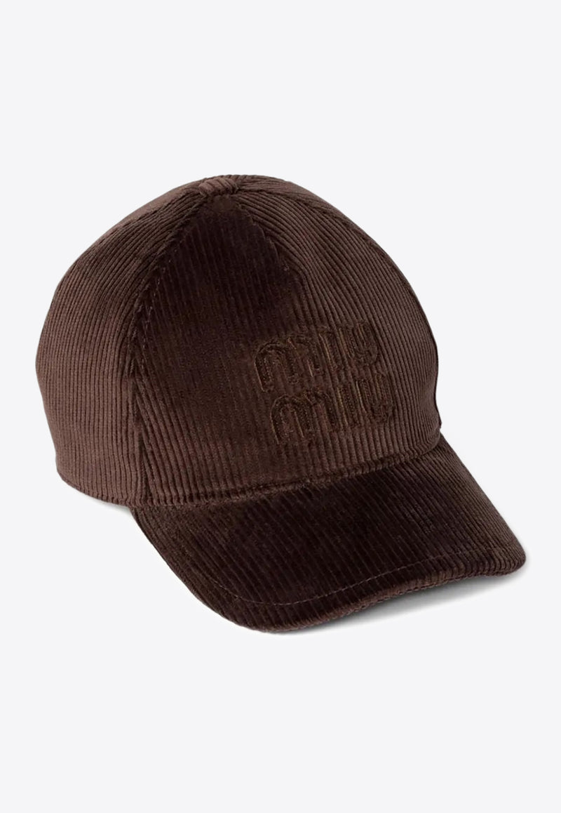 Miu Miu Logo Patch Corduroy Baseball Cap Brown 5HC1792F81_F0192