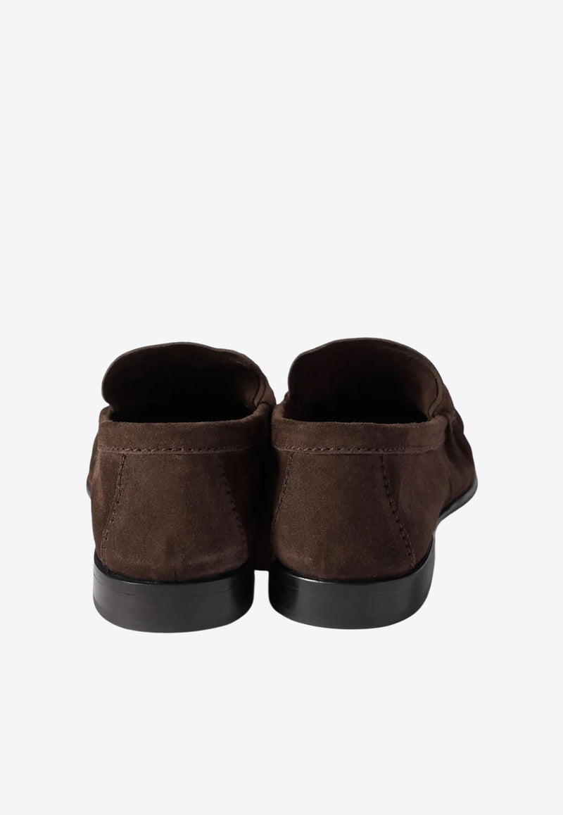 Miu Miu Print Suede Loafers Brown 5D499EF015054_F0003