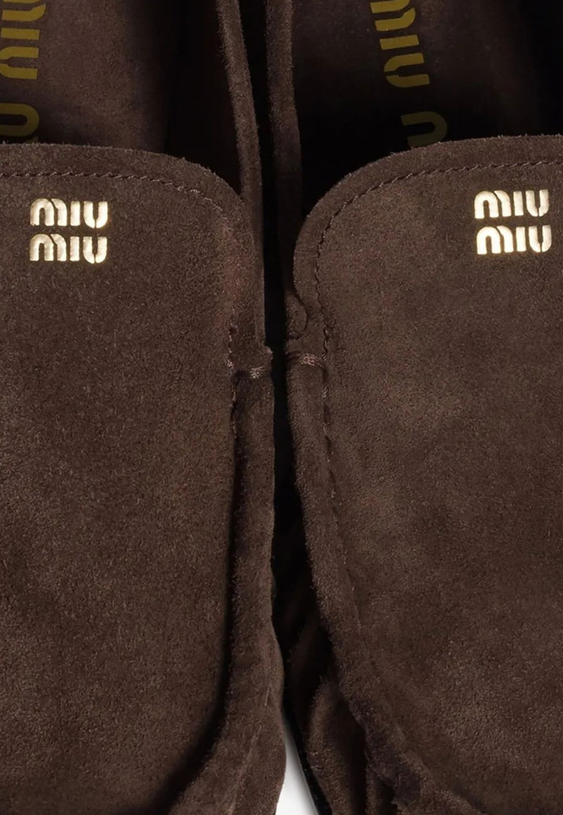 Miu Miu Print Suede Loafers Brown 5D499EF015054_F0003