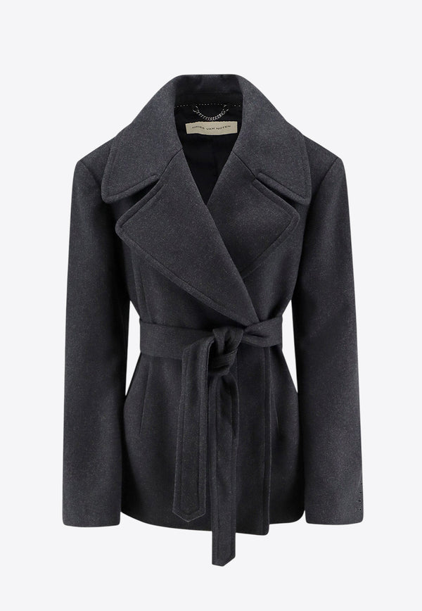 Dries Van Noten Double-Breasted Belted Coat Gray 2520105352118803_Grey_29842456