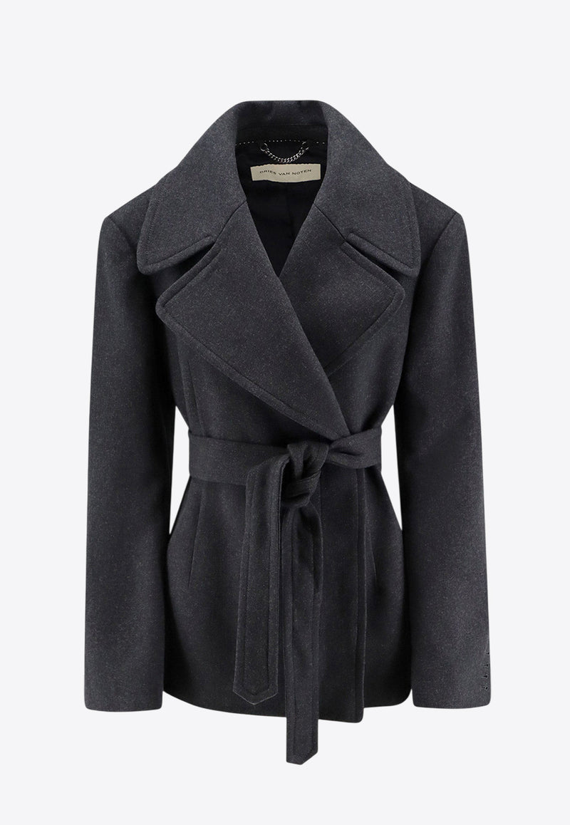 Dries Van Noten Double-Breasted Belted Coat Gray 2520105352118803_Grey_29842456