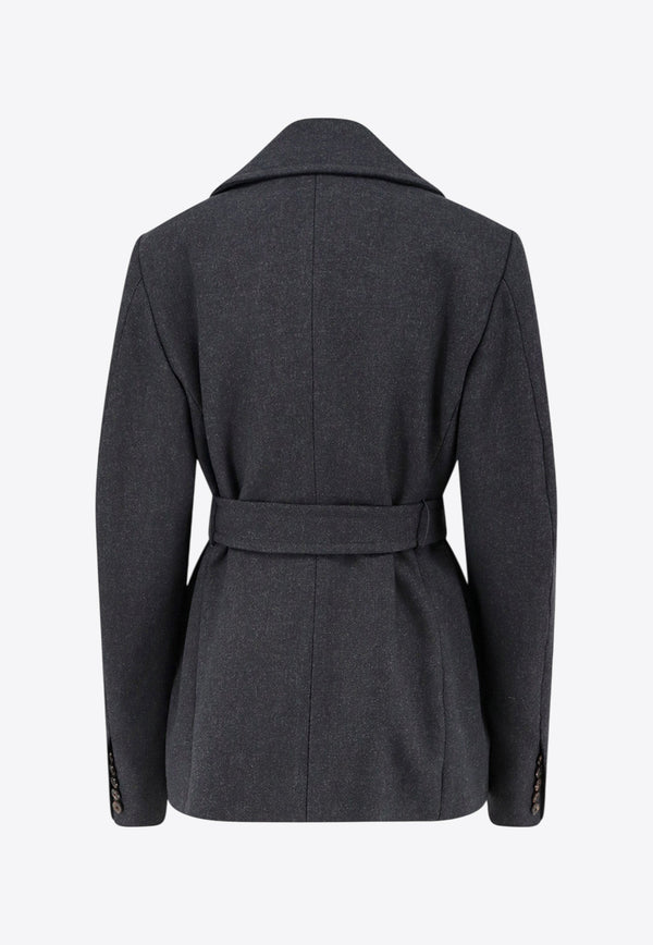 Dries Van Noten Double-Breasted Belted Coat Gray 2520105352118803_Grey_29842456