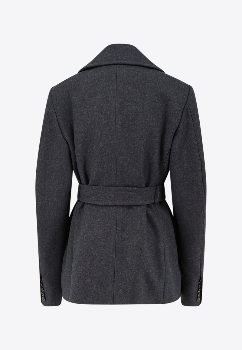 Dries Van Noten Double-Breasted Belted Coat Gray 2520105352118803_Grey_29842456