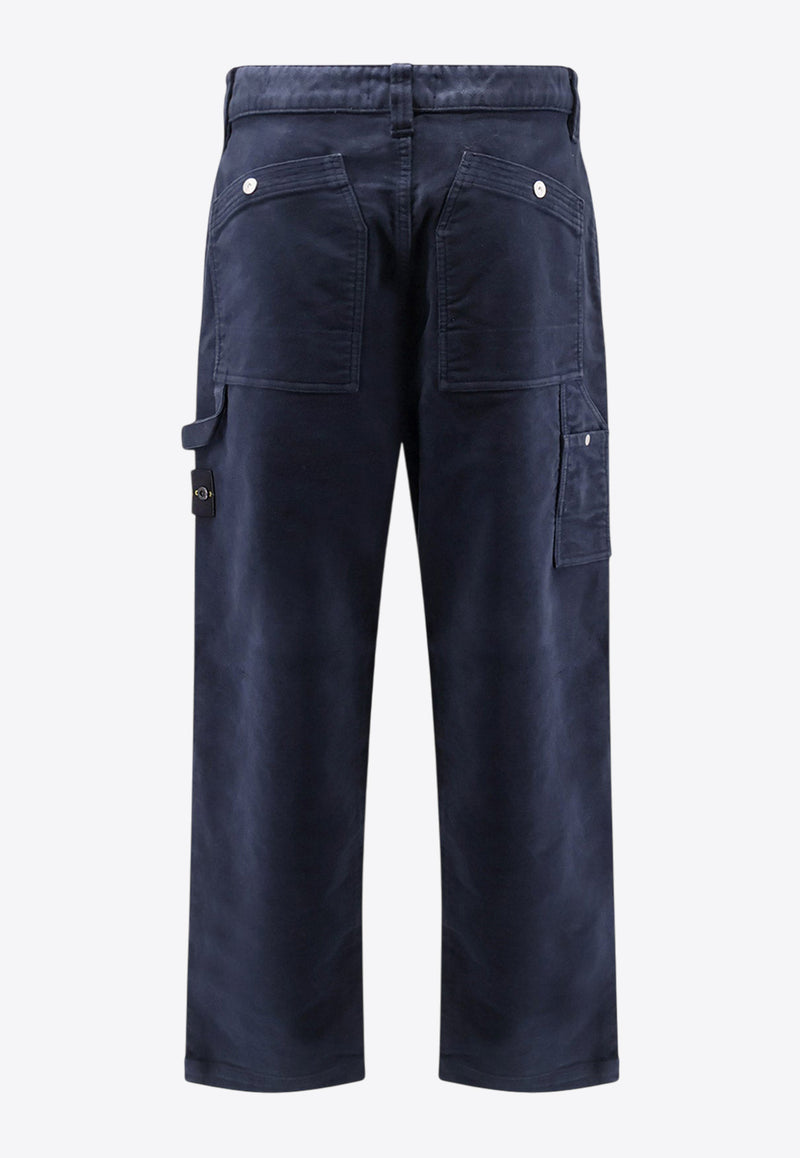 Stone Island Straight-Leg Velvet Pants Blue K2S153100023S0228V0020_Blue_29842621