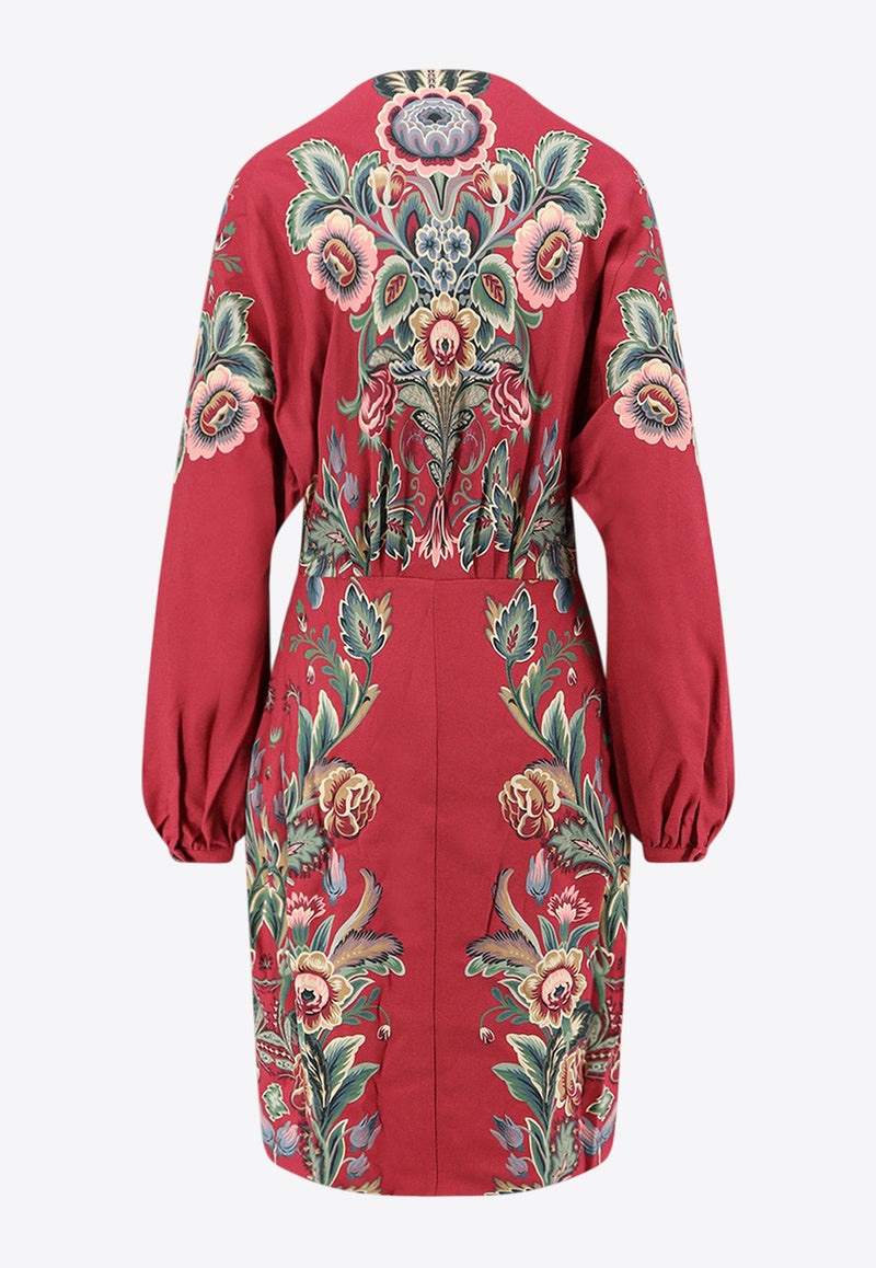 Etro Floral Print V-neck Mini Dress Multicolor WRHA042799SPD90X0865_Beige_29843921