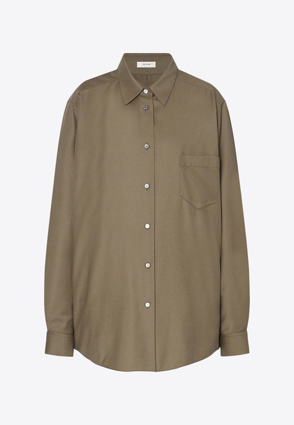 The Row Pino Long-Sleeved Wool Shirt Beige 10275W4084MYB_MILITARY BEIGE_29856075