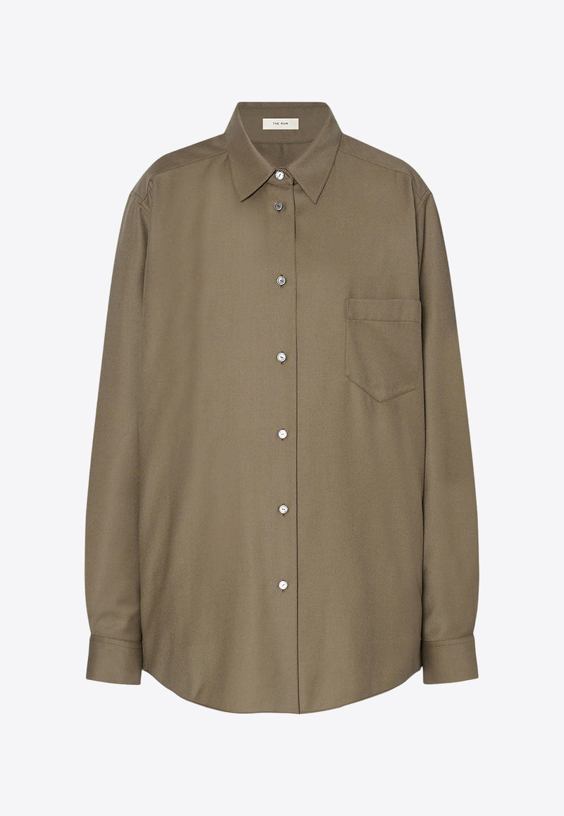 The Row Pino Long-Sleeved Wool Shirt Beige 10275W4084MYB_MILITARY BEIGE_29856075