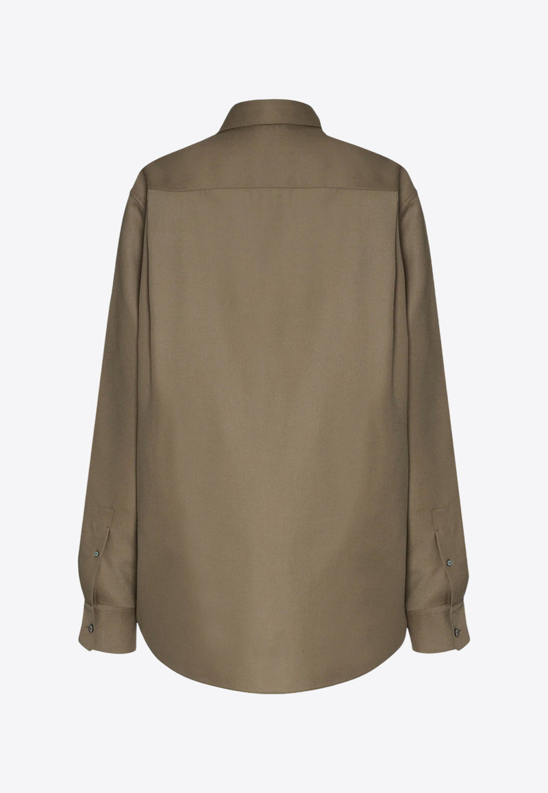 The Row Pino Long-Sleeved Wool Shirt Beige 10275W4084MYB_MILITARY BEIGE_29856075