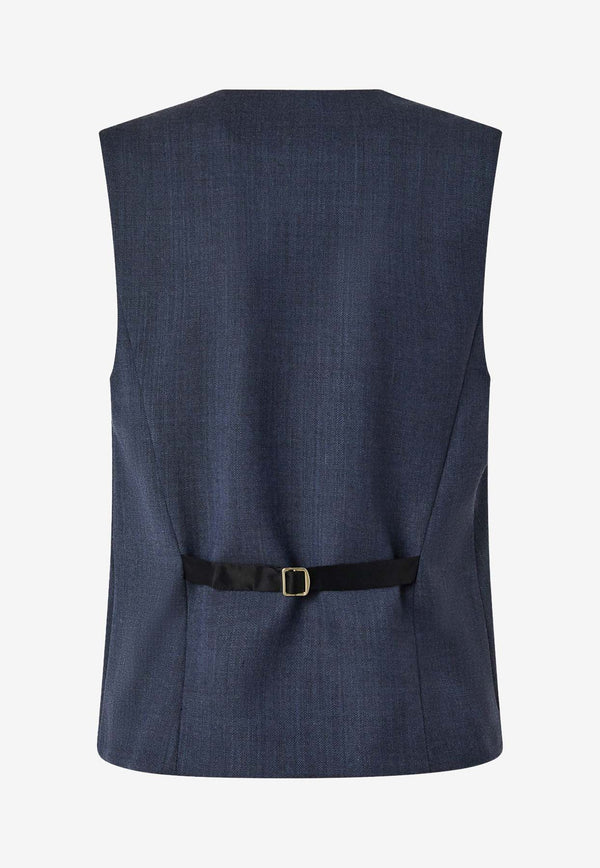 PINKO Buttoned V-neck Vest Blue 105664A2SNG07_Blue_29846767