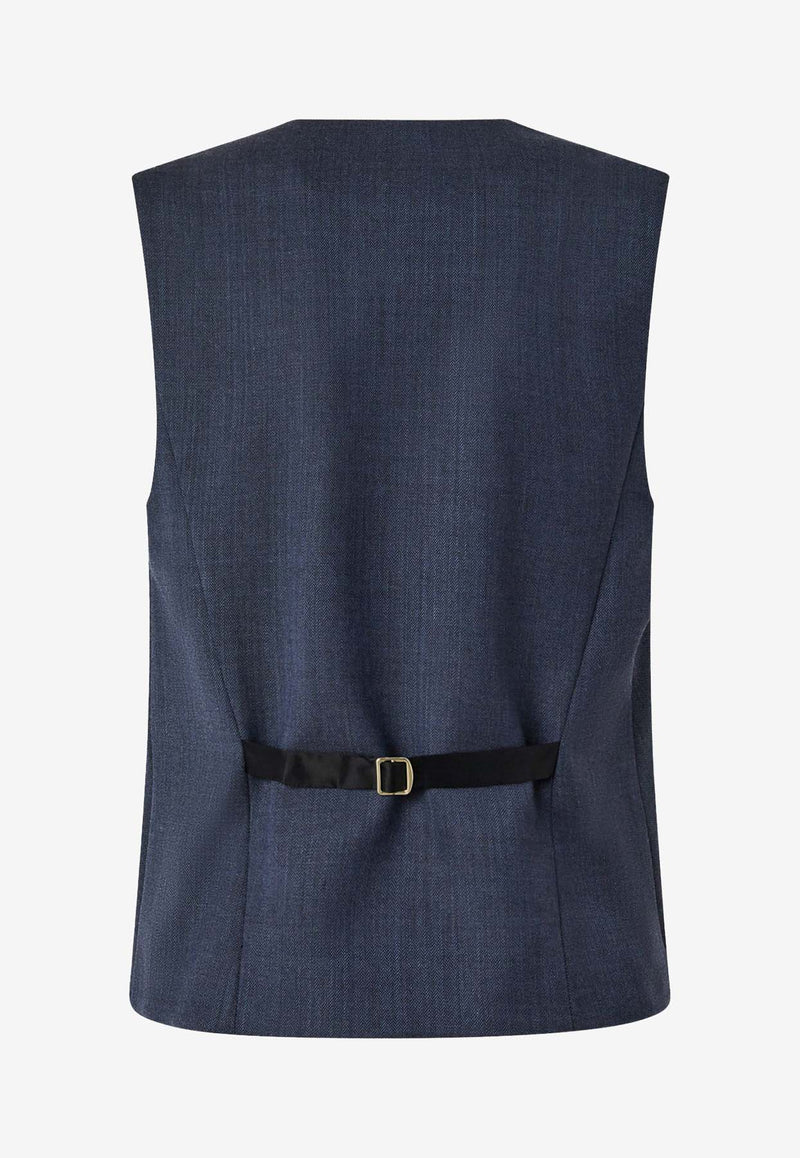 PINKO Buttoned V-neck Vest Blue 105664A2SNG07_Blue_29846767