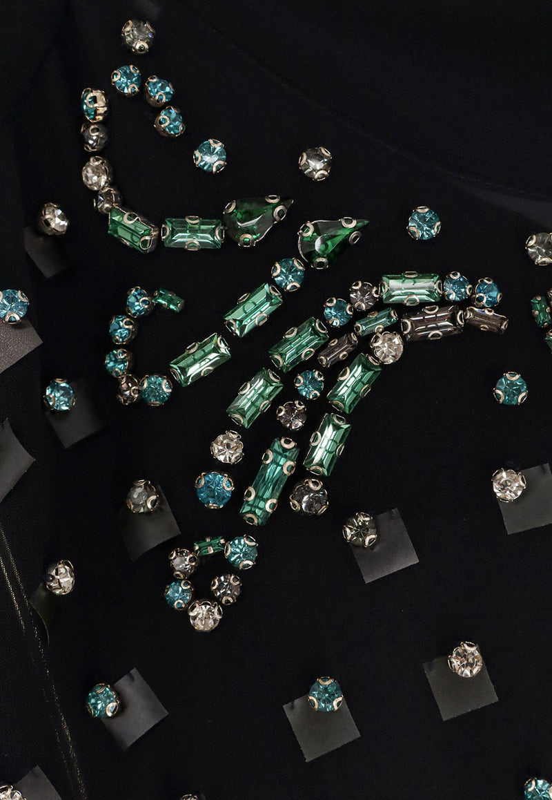 Dries Van Noten Embellished Tied-Neck Blouse Navy 2520107962314509_Blue_29843763