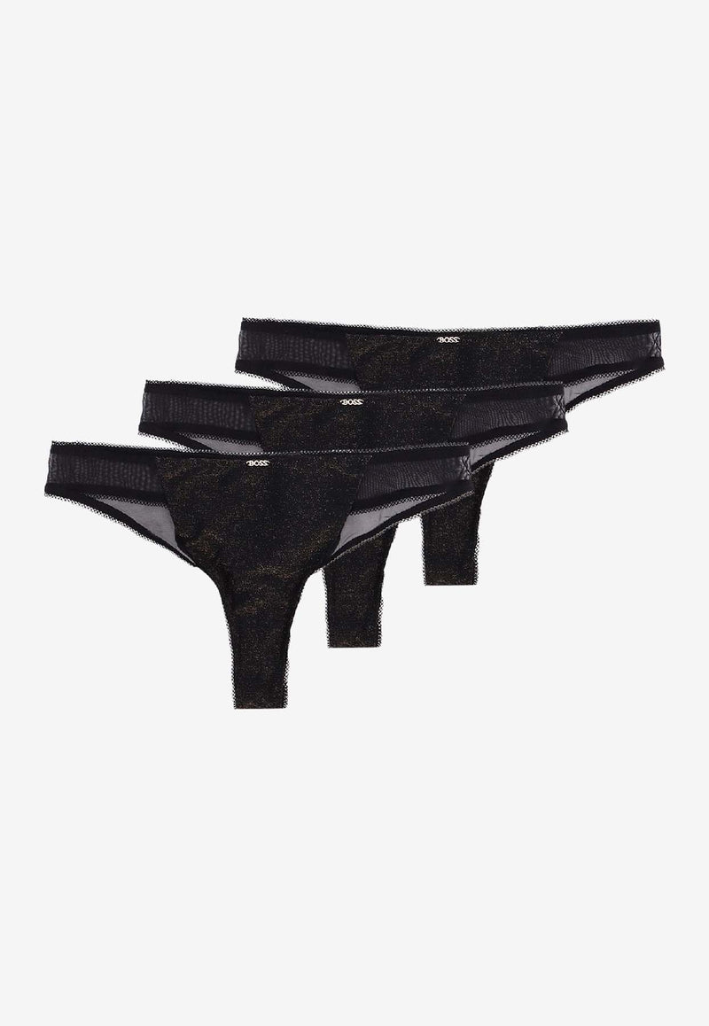 Hugo Boss Lace-Trimmed Lurex Thongs - Set of 3 Black 50550374001_Black_30893738