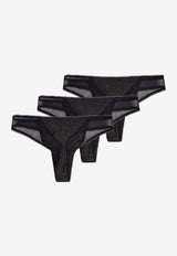 Hugo Boss Lace-Trimmed Lurex Thongs - Set of 3 Black 50550374001_Black_30893738
