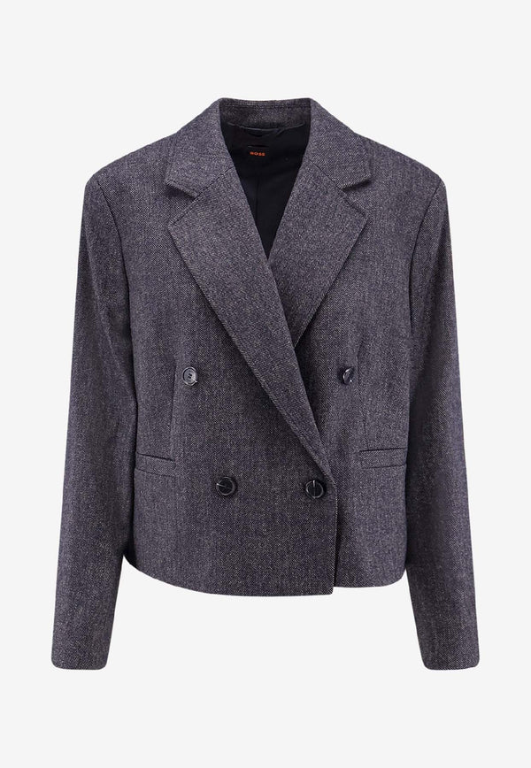 Hugo Boss Double-Breasted Wool-Blend Blazer Blue 50547682408_Blue_30893615