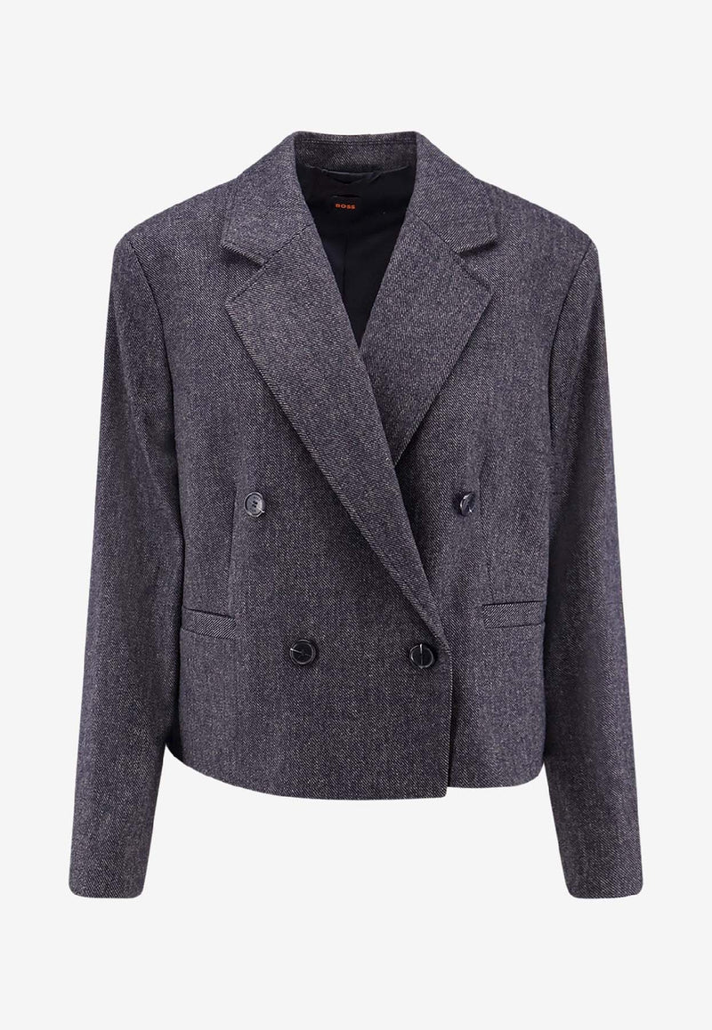 Hugo Boss Double-Breasted Wool-Blend Blazer Blue 50547682408_Blue_30893615
