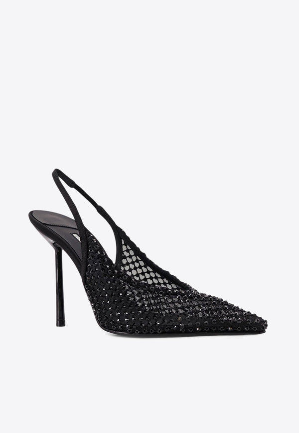Le Silla Gilda 100 Crystal Mesh Slingback Pumps Black 4189E090BXPPSAS933_Nero jet_35065819