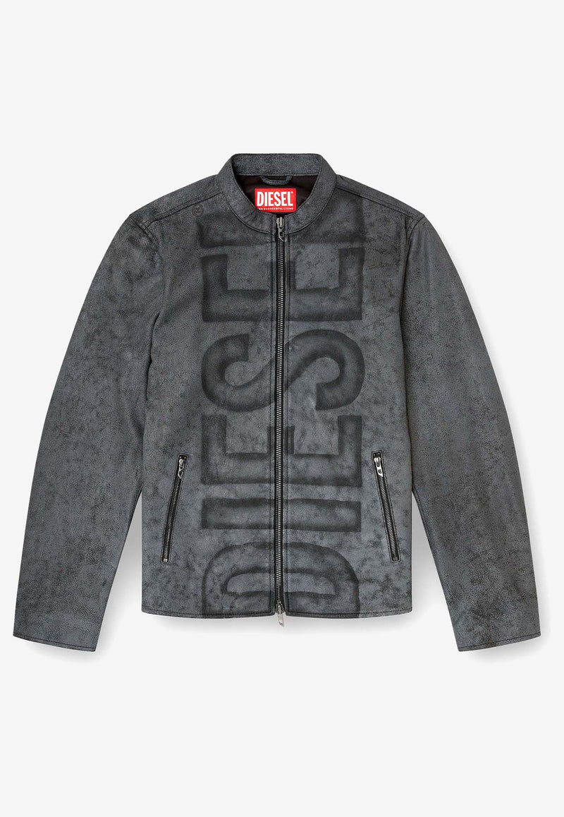 Diesel L-Evert-A Biker Leather Jacket Gray A193500AJFV93R_Grey_29839700