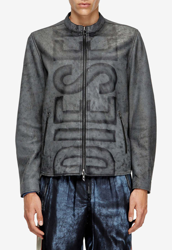 Diesel L-Evert-A Biker Leather Jacket Gray A193500AJFV93R_Grey_29839700