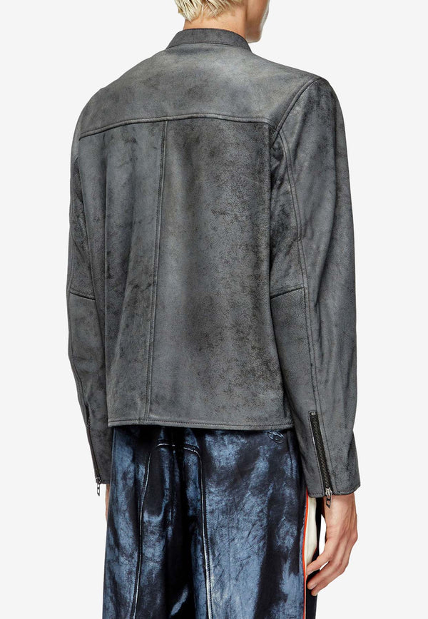 Diesel L-Evert-A Biker Leather Jacket Gray A193500AJFV93R_Grey_29839700
