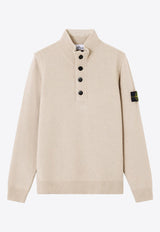 Stone Island Logo Patch Wool-Blend Sweater Cream K2S155100040S00A3V0093_White_29843380