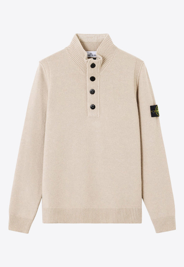 Stone Island Logo Patch Wool-Blend Sweater Cream K2S155100040S00A3V0093_White_29843380