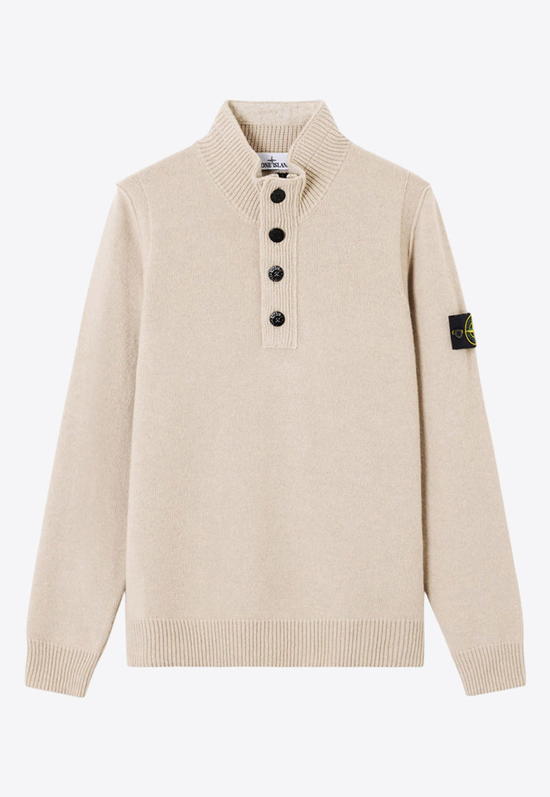Stone Island Logo Patch Wool-Blend Sweater Cream K2S155100040S00A3V0093_White_29843380