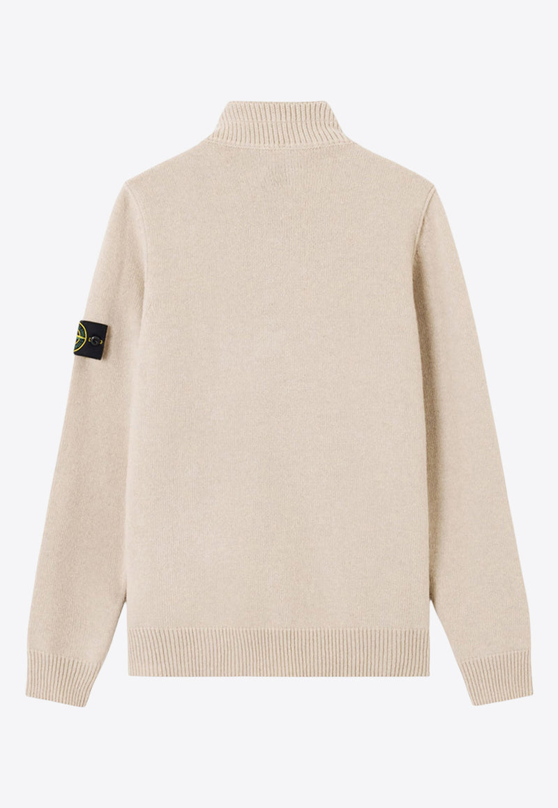 Stone Island Logo Patch Wool-Blend Sweater Cream K2S155100040S00A3V0093_White_29843380