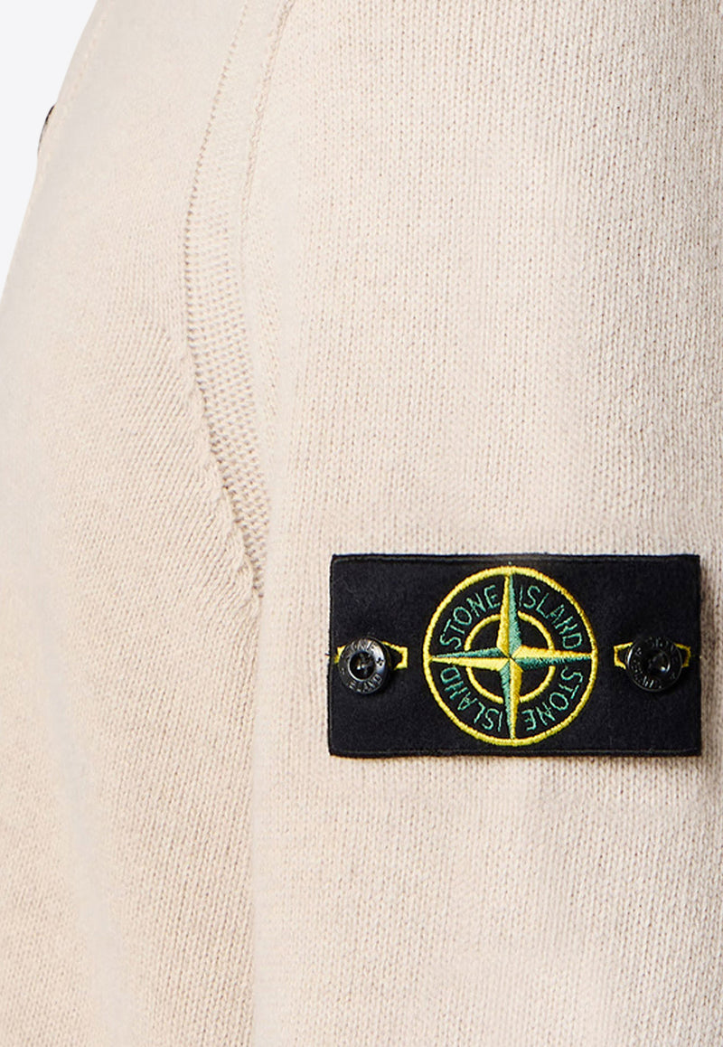 Stone Island Logo Patch Wool-Blend Sweater Cream K2S155100040S00A3V0093_White_29843380