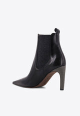 Brunello Cucinelli 80 Monili Leather Ankle Boots Black MZORC3008C101_Black_38330951