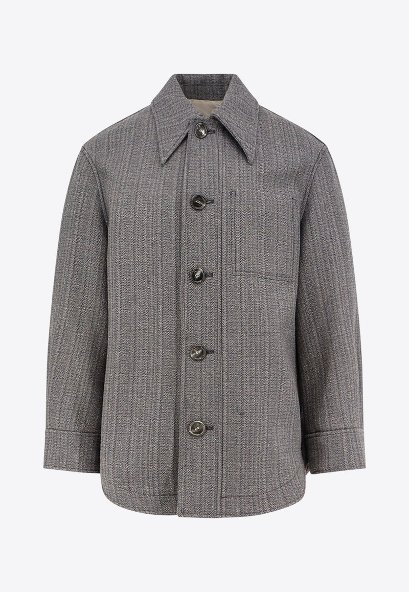AMI PARIS Wool-Blend Overshirt Gray UJK824WV00800711_GRIS IVOIRE_29843683