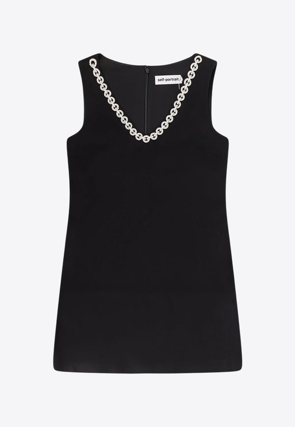 Self-Portrait Embellished V-neck Mini Dress Black SC25019SBBLACK_Black_29843283
