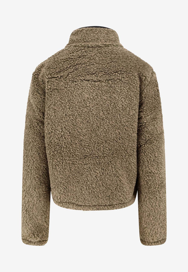 Burberry EKD Patch Faux Fur Zip-Up Jacket Brown 8109274C3188_MIRE MELANGE_29840744