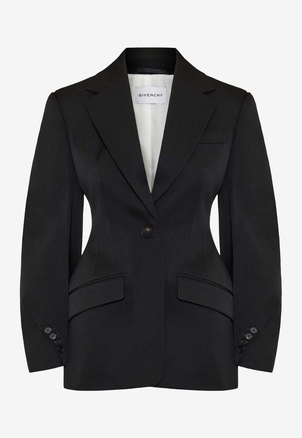 Givenchy Single-Breasted Fitted Wool Blazer Black BW30L315CT001_Black_38767793