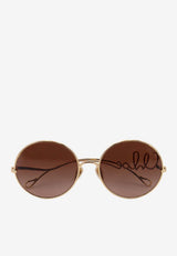 Chloé Iconic Logo Round Sunglasses Brown CH0329S002GOLD_Gold/brown_38331895