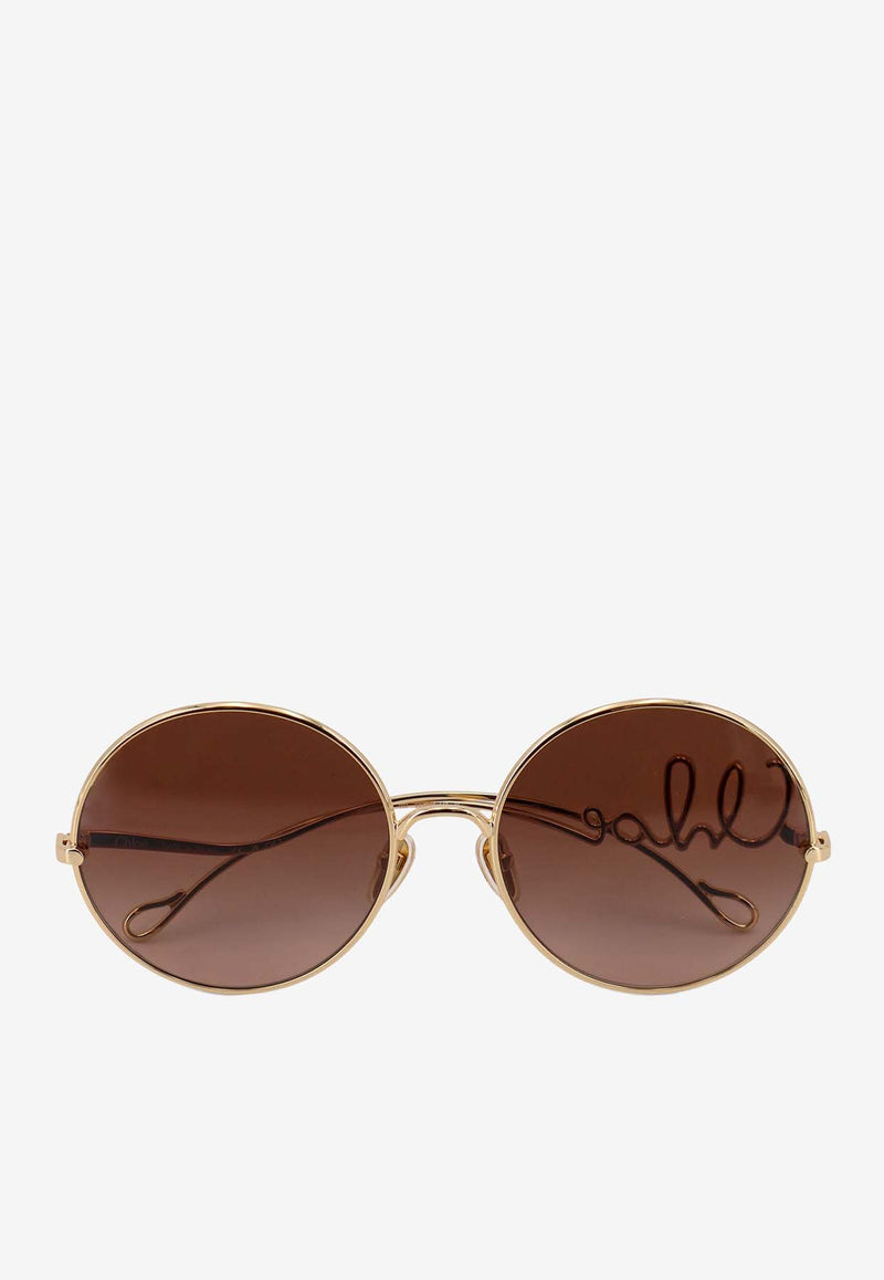 Chloé Iconic Logo Round Sunglasses Brown CH0329S002GOLD_Gold/brown_38331895
