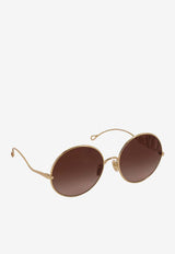 Chloé Iconic Logo Round Sunglasses Brown CH0329S002GOLD_Gold/brown_38331895