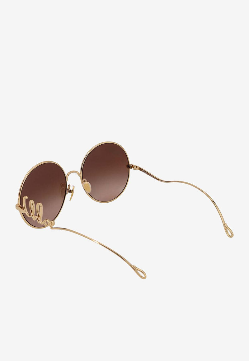 Chloé Iconic Logo Round Sunglasses Brown CH0329S002GOLD_Gold/brown_38331895