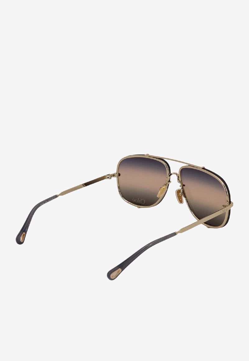 Chloé Essential Aviator Sunglasses Blue CH0348S005GOLD_Gold-blu_38331155
