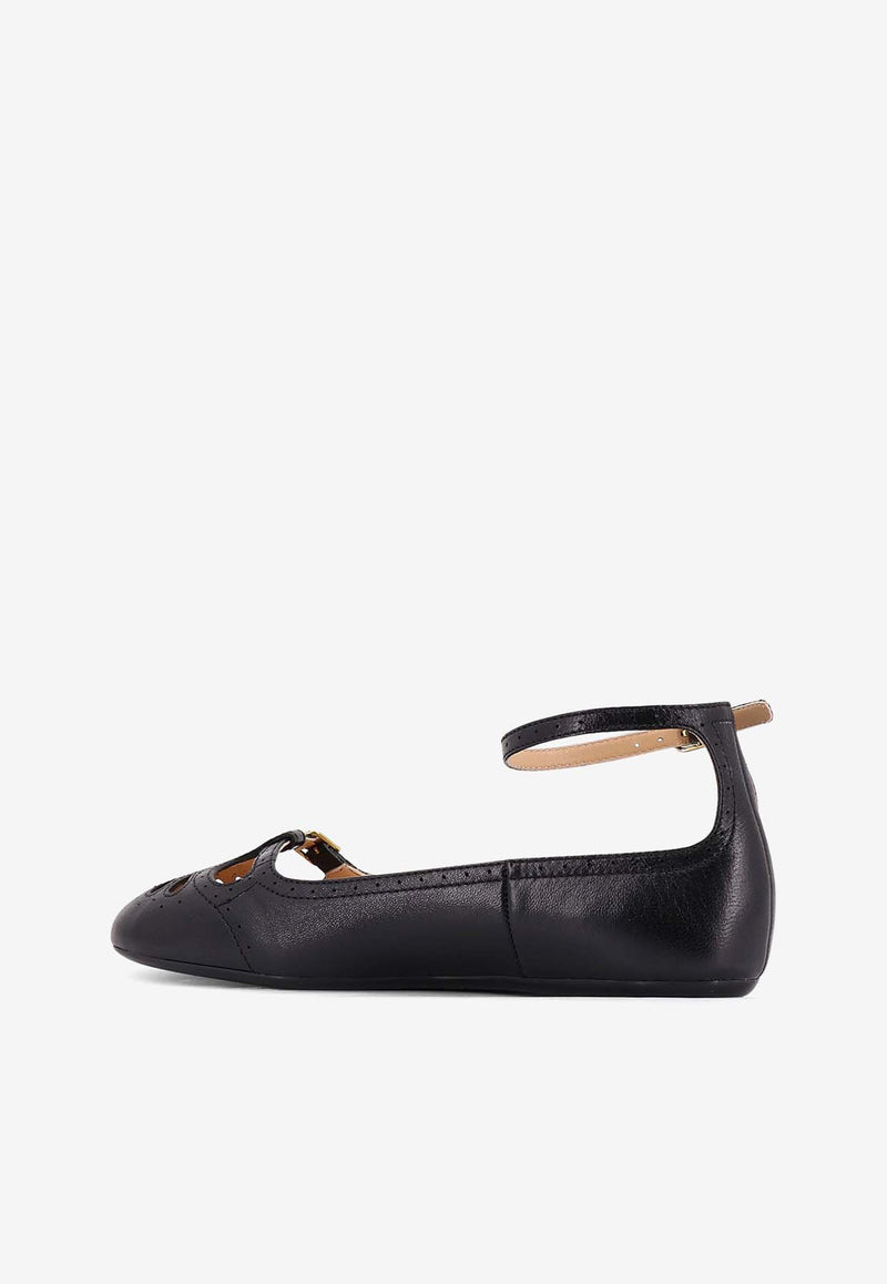 Chloé Misty Cut-Out Leather Ballet Flats Black CH25W14VUN001_Black_38331369
