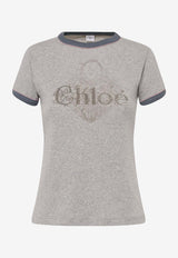 Chloé Logo Print T-shirt Gray CH25WJH0319501B_Naturalgrey_38332517