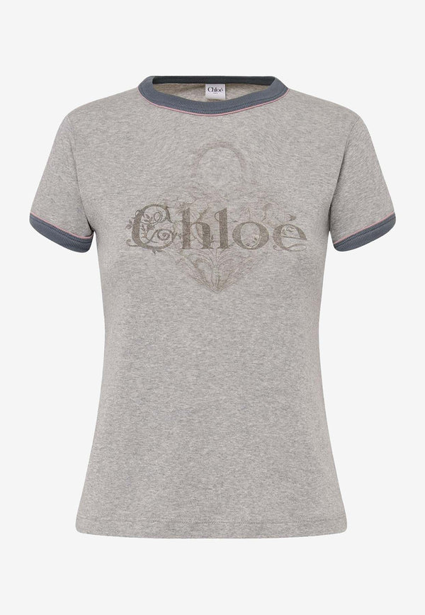 Chloé Logo Print T-shirt Gray CH25WJH0319501B_Naturalgrey_38332517